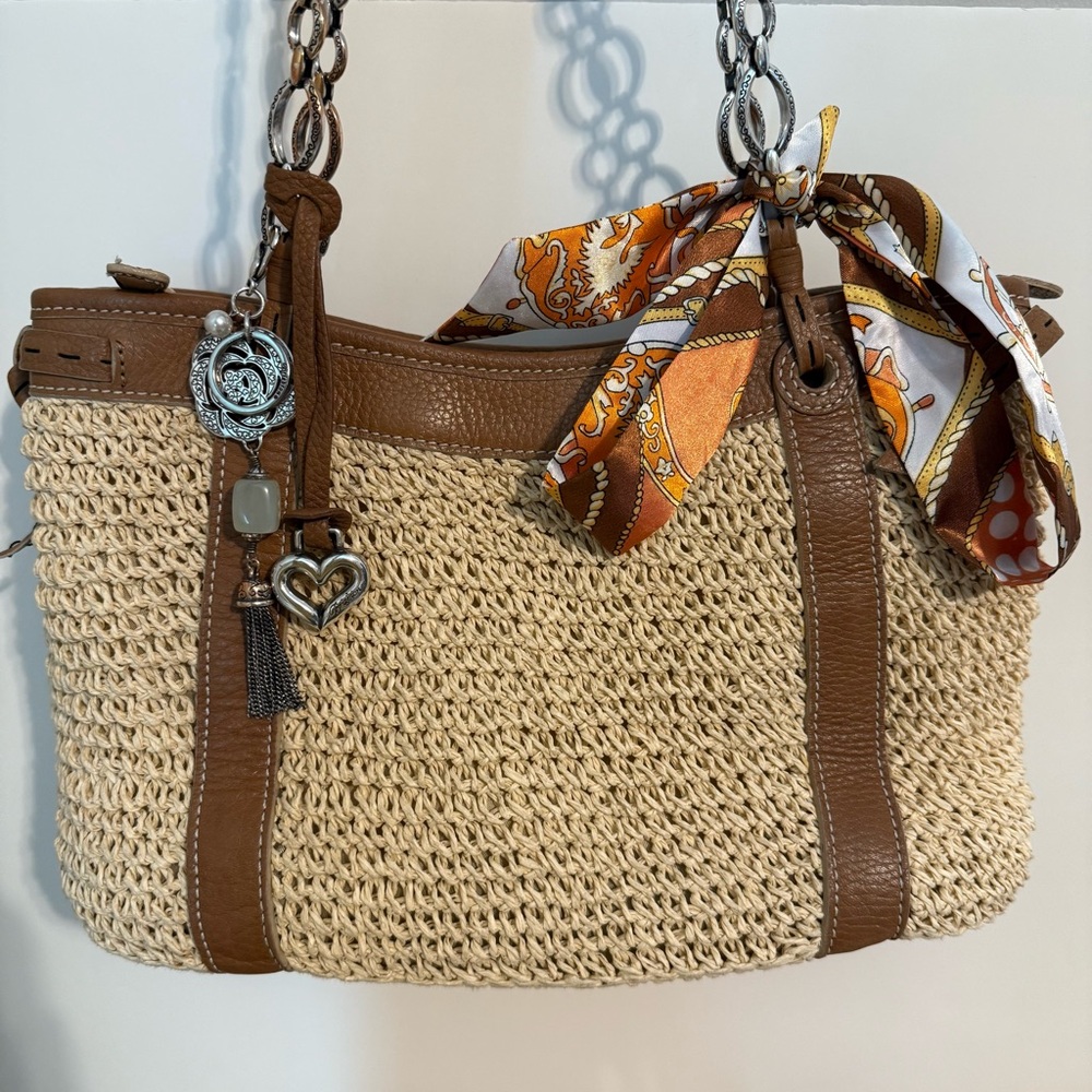 Brighton Straw Leather Shoulder Bag